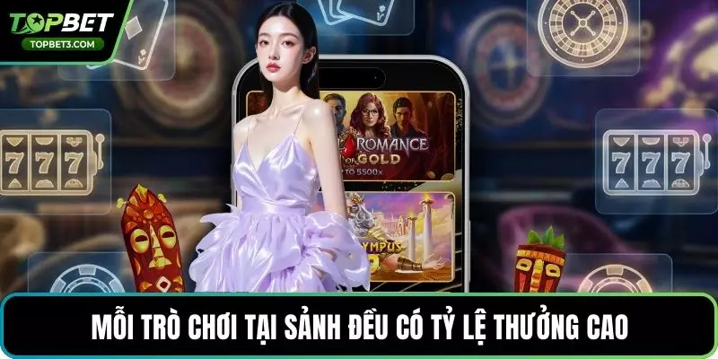 Mỗi trờ chơi tại sảnh đều có tỷ lệ thưởng cao